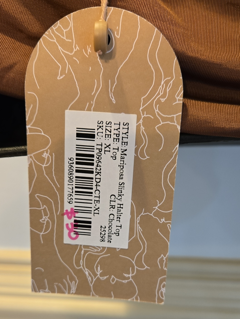 Meshki Mariposa Slinky Halter Top - Chocolate Size XL NwT - Picture 3 of 5
